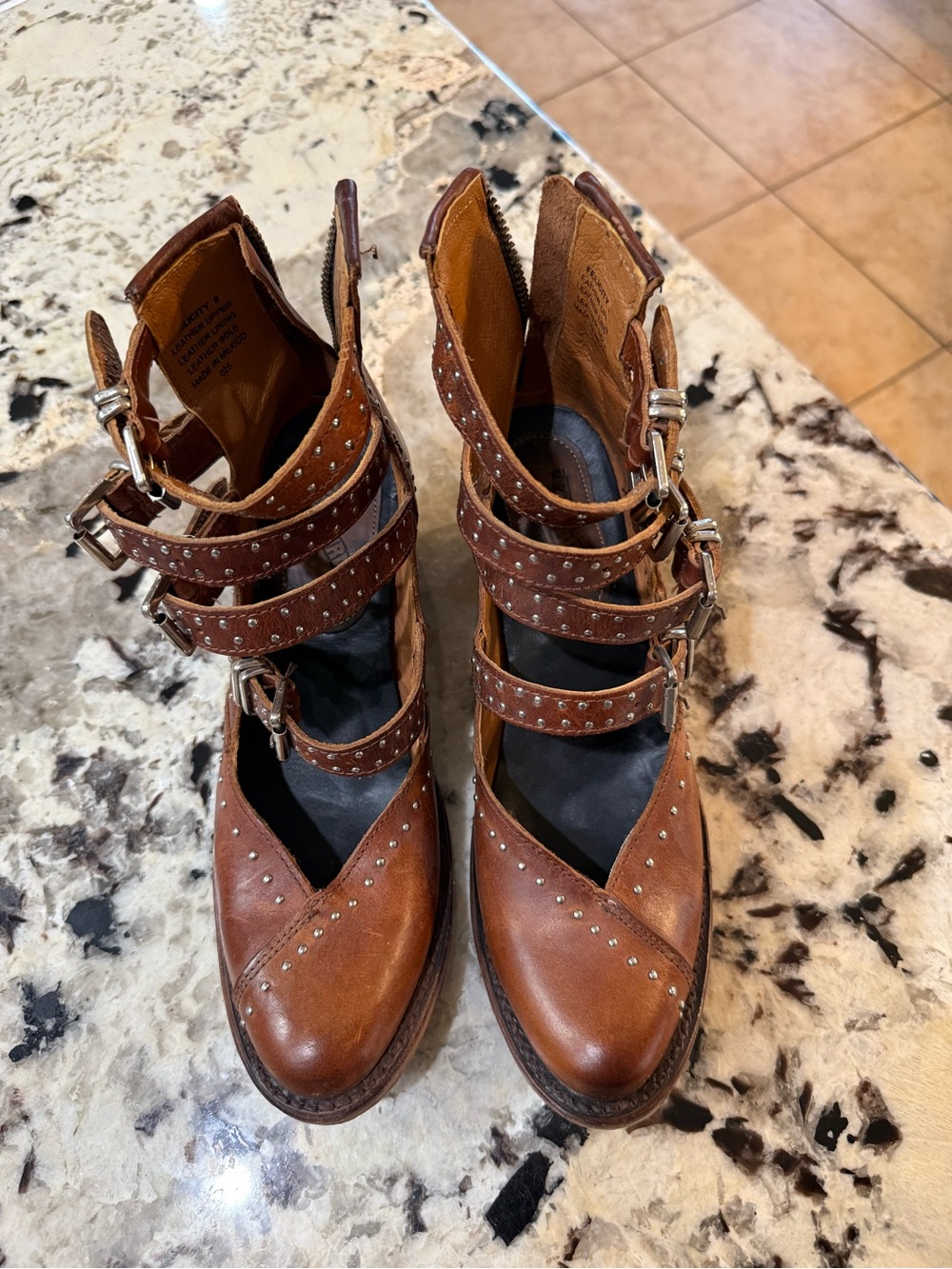 Freebird by Steven Brown Studded Strappy Heeled Boots